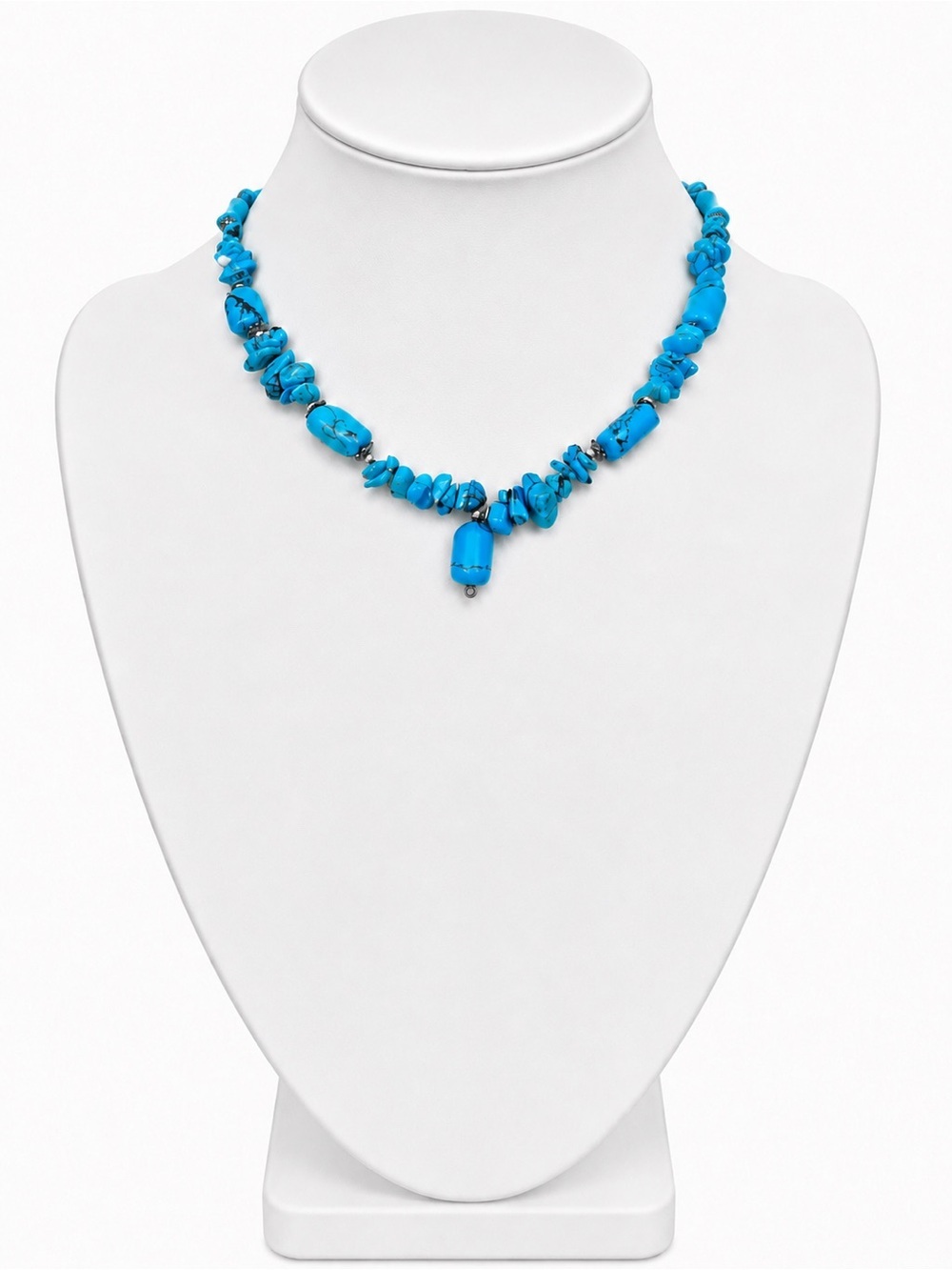 Vintage Faux Turquoise Beaded Adjustable Necklace Western Southwestern Boho Chic